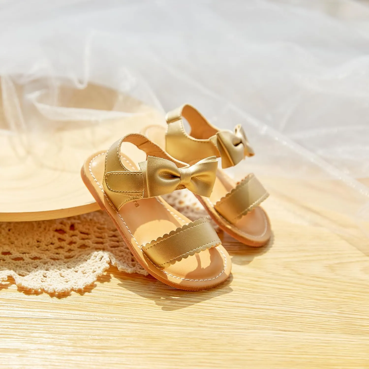Felix & Flora Toddler Girl Sandals - Flower Girl Dress Shoes Open Toe Little Kid Summer Flats