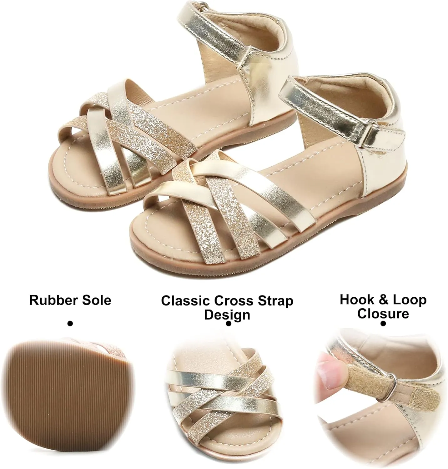 Felix & Flora Toddler Girl Sandals - Flower Girl Dress Shoes Open Toe Little Kid Summer Flats