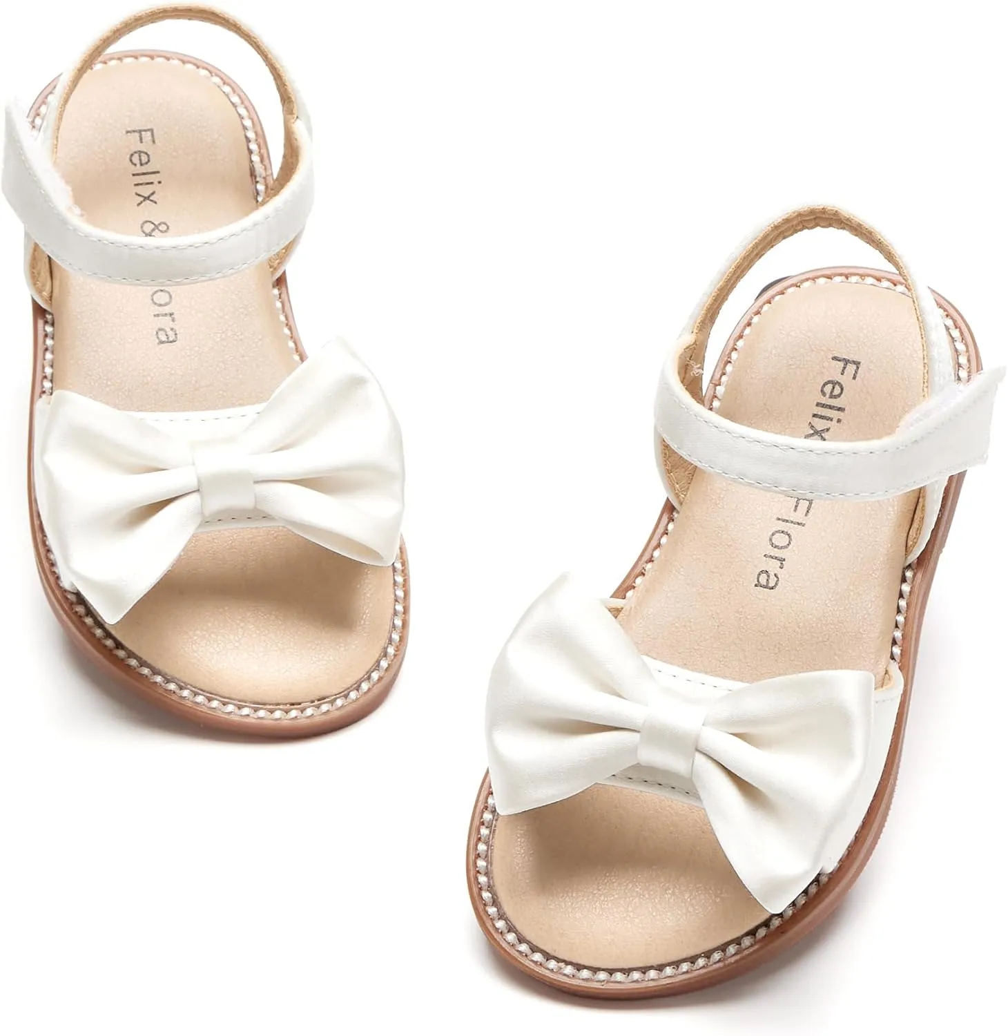 Felix & Flora Toddler Girl Sandals - Flower Girl Dress Shoes Open Toe Little Kid Summer Flats