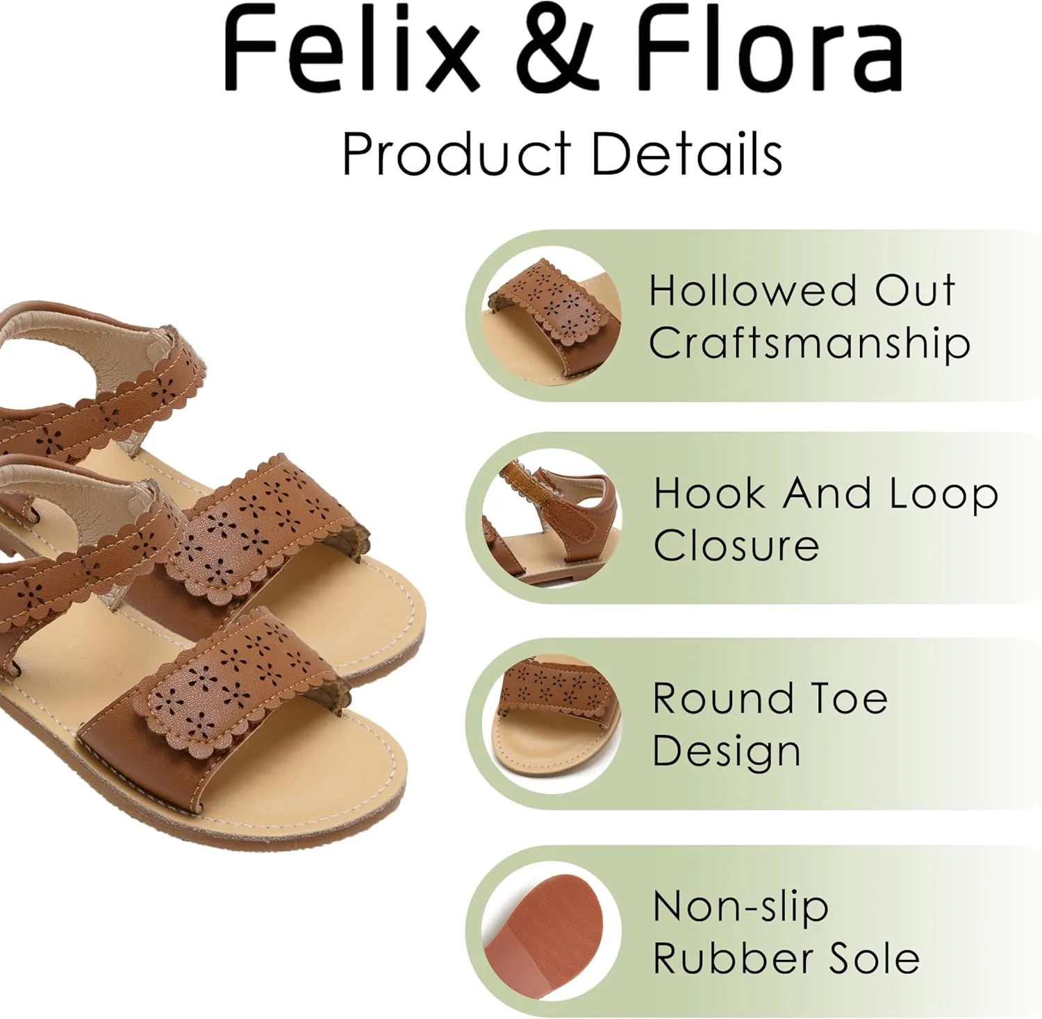 Felix & Flora Toddler Girl Sandals -Flower Girl Dress Shoes Open Toe Little Kid Summer Flats