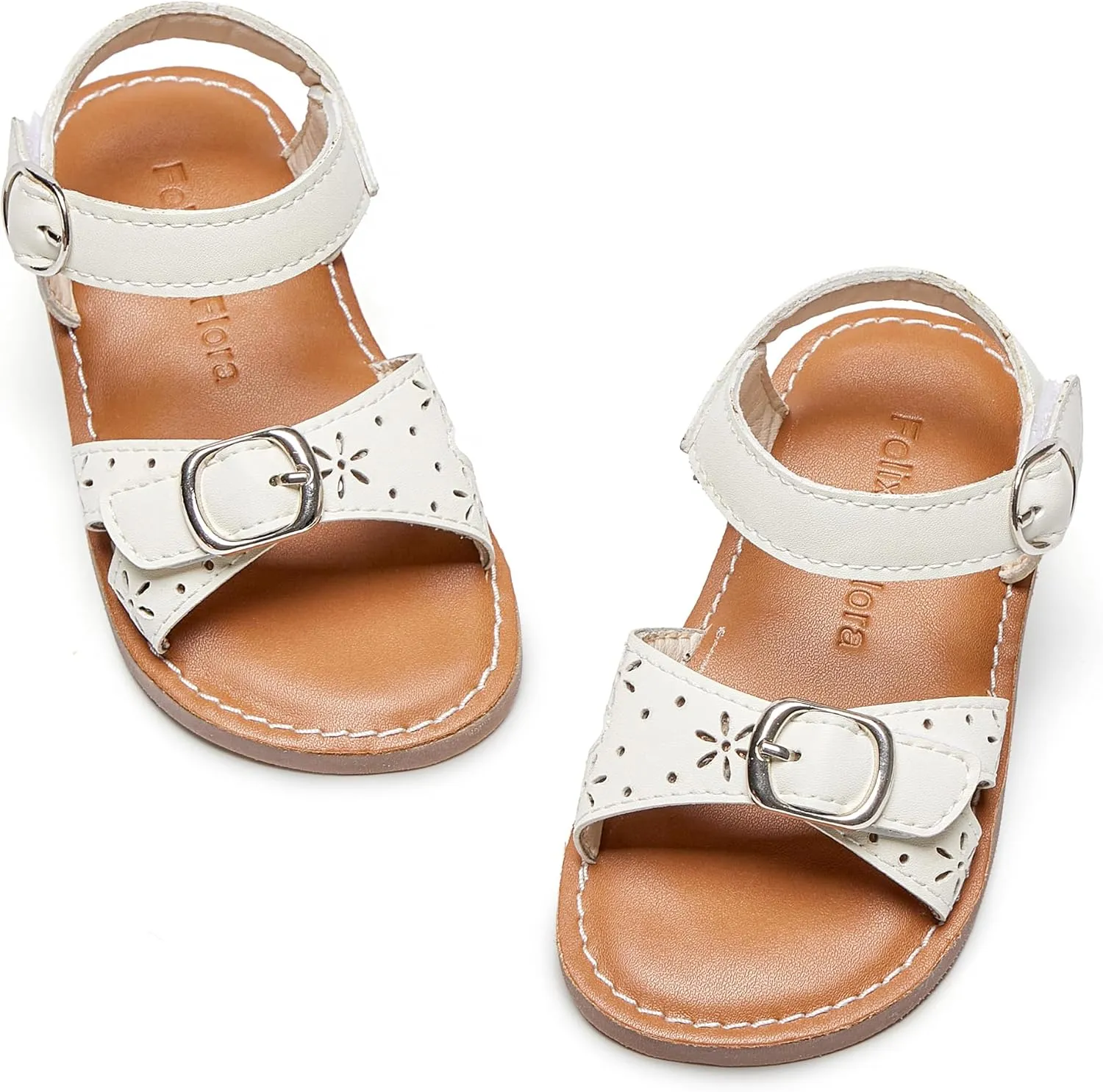 Felix & Flora Toddler Girl Sandals - Flower Girl Dress Shoes Open Toe Little Kid Summer Flats