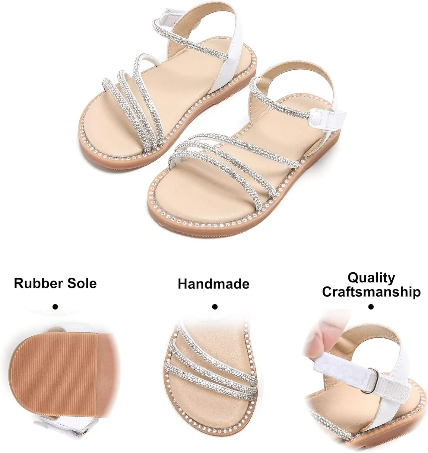 Felix & Flora Toddler Girl Sandals - Flower Girl Dress Shoes Open Toe Little Kid Summer Flats