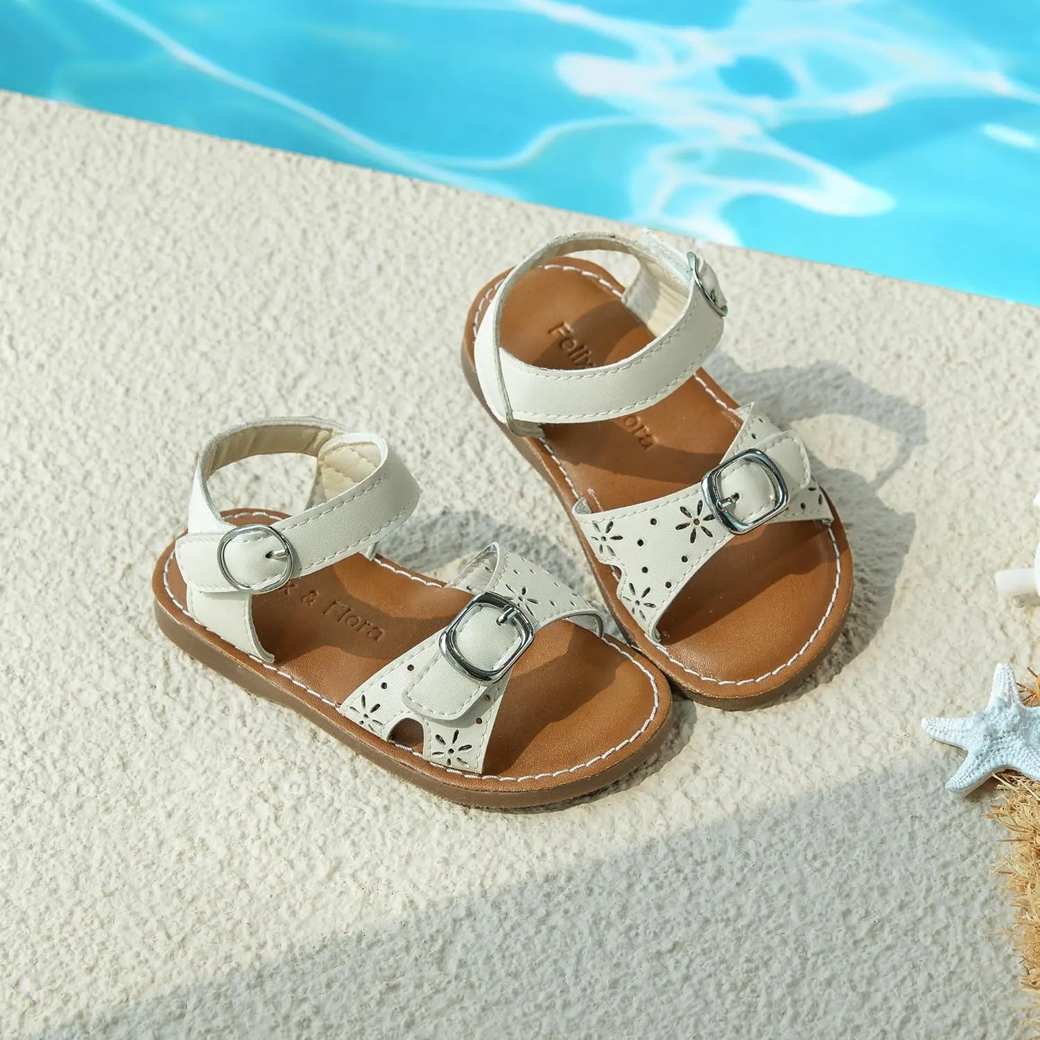 Felix & Flora Toddler Girl Sandals - Flower Girl Dress Shoes Open Toe Little Kid Summer Flats