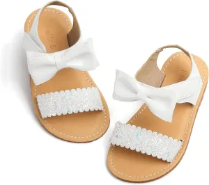 Felix & Flora Toddler Girl Sandals - Flower Girl Dress Shoes Open Toe Little Kid Summer Flats
