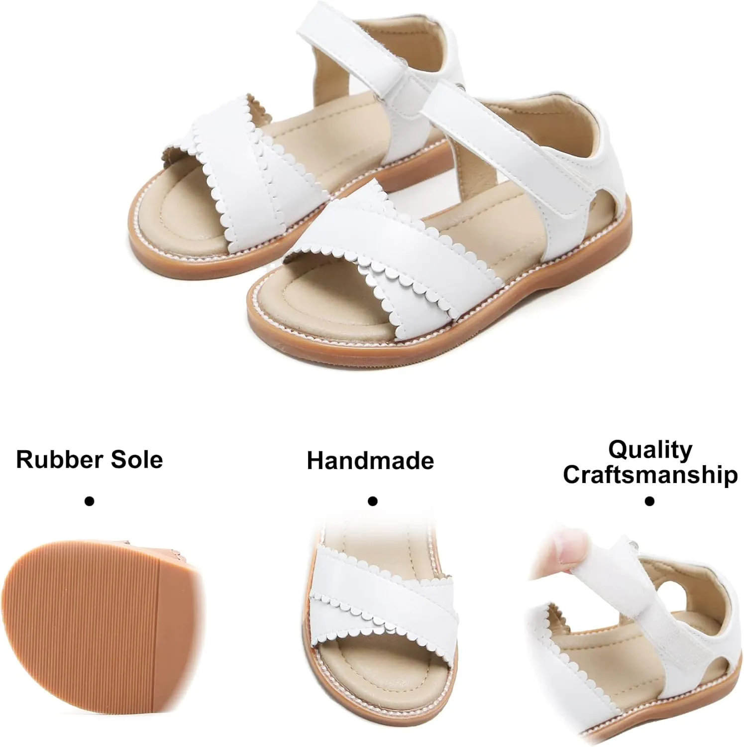 Felix & Flora Toddler Girl Sandals -Flower Girl Dress Shoes Open Toe Little Kid Summer Flats