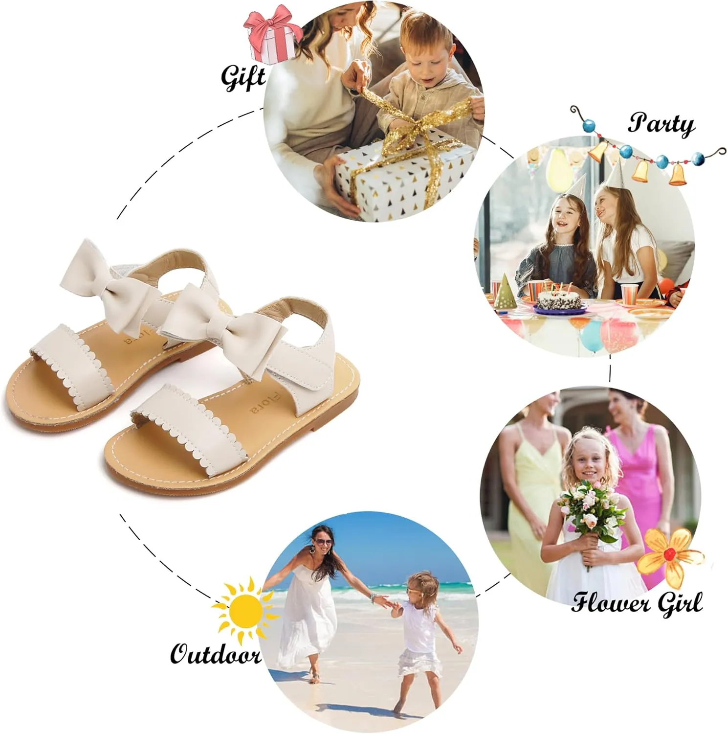 Felix & Flora Toddler Girl Sandals - Flower Girl Dress Shoes Open Toe Little Kid Summer Flats