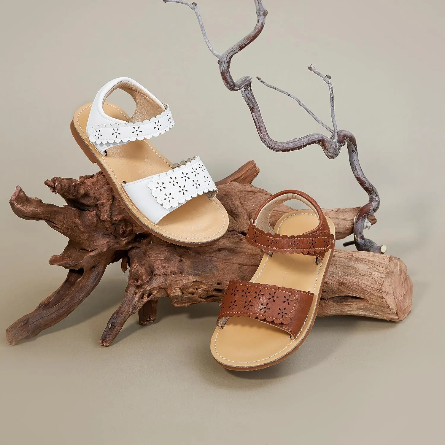 Felix & Flora Toddler Girl Sandals -Flower Girl Dress Shoes Open Toe Little Kid Summer Flats