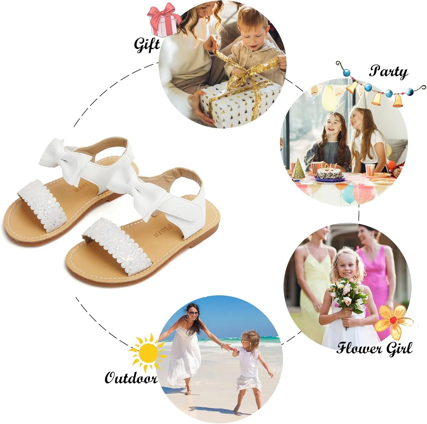 Felix & Flora Toddler Girl Sandals - Flower Girl Dress Shoes Open Toe Little Kid Summer Flats