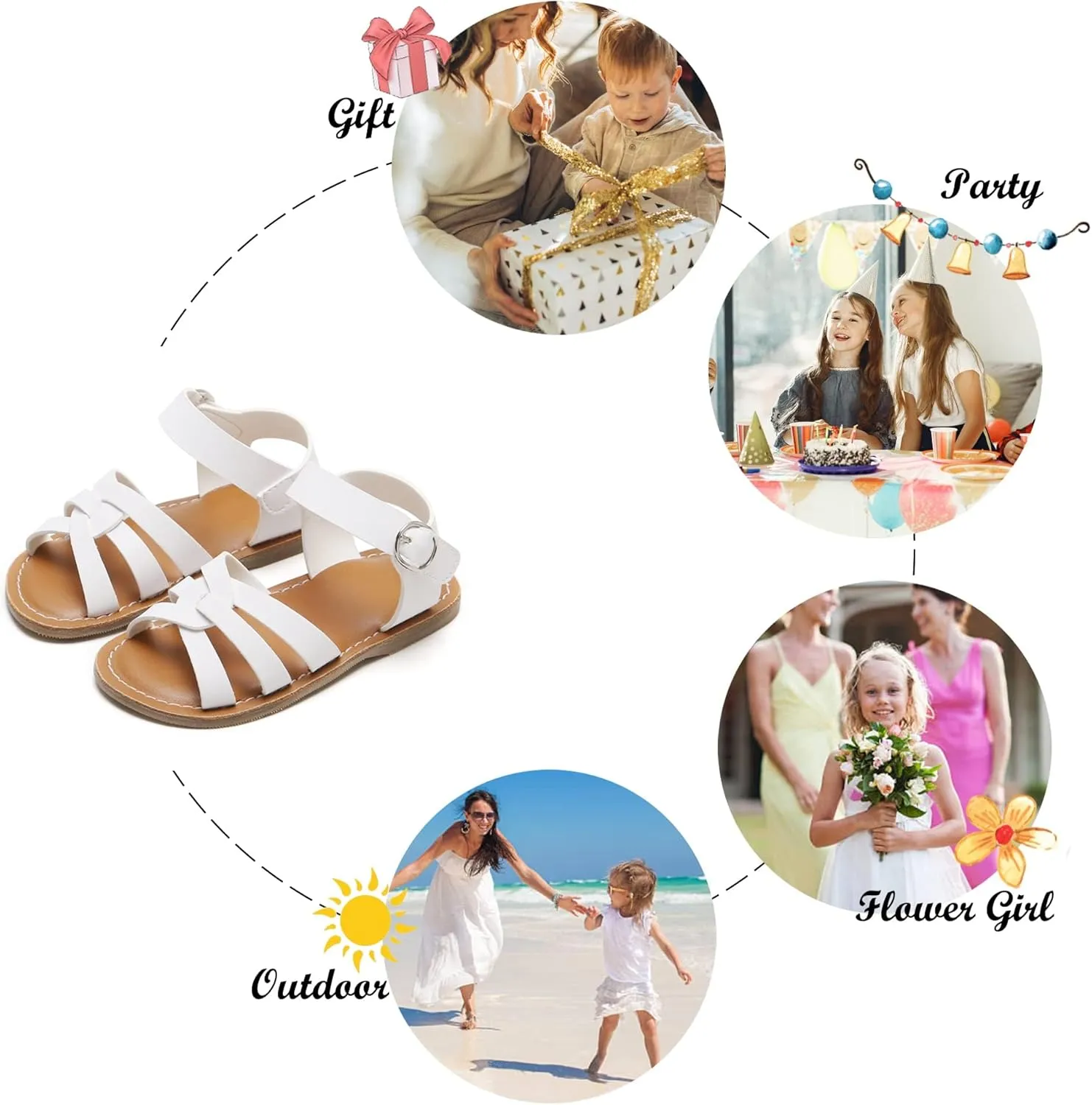 Felix & Flora Toddler Girl Sandals - Little Girl Easter Summer Dress Shoes Lightweight Open Toe Beach Holiday.