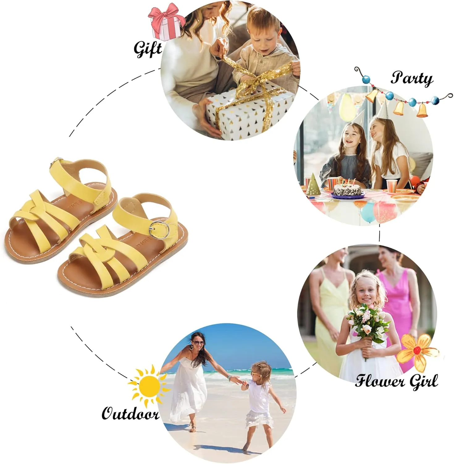 Felix & Flora Toddler Girl Sandals - Little Girl Easter Summer Dress Shoes Lightweight Open Toe Beach Holiday.