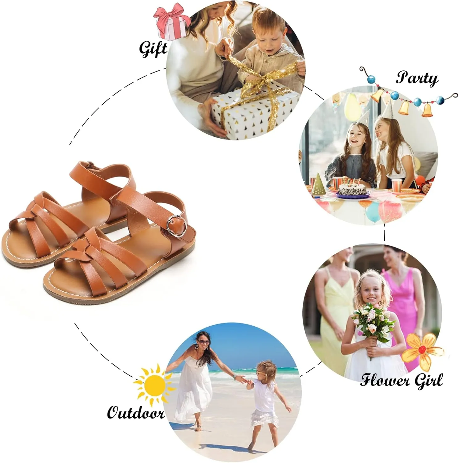 Felix & Flora Toddler Girl Sandals - Little Girl Easter Summer Dress Shoes Lightweight Open Toe Beach Holiday.