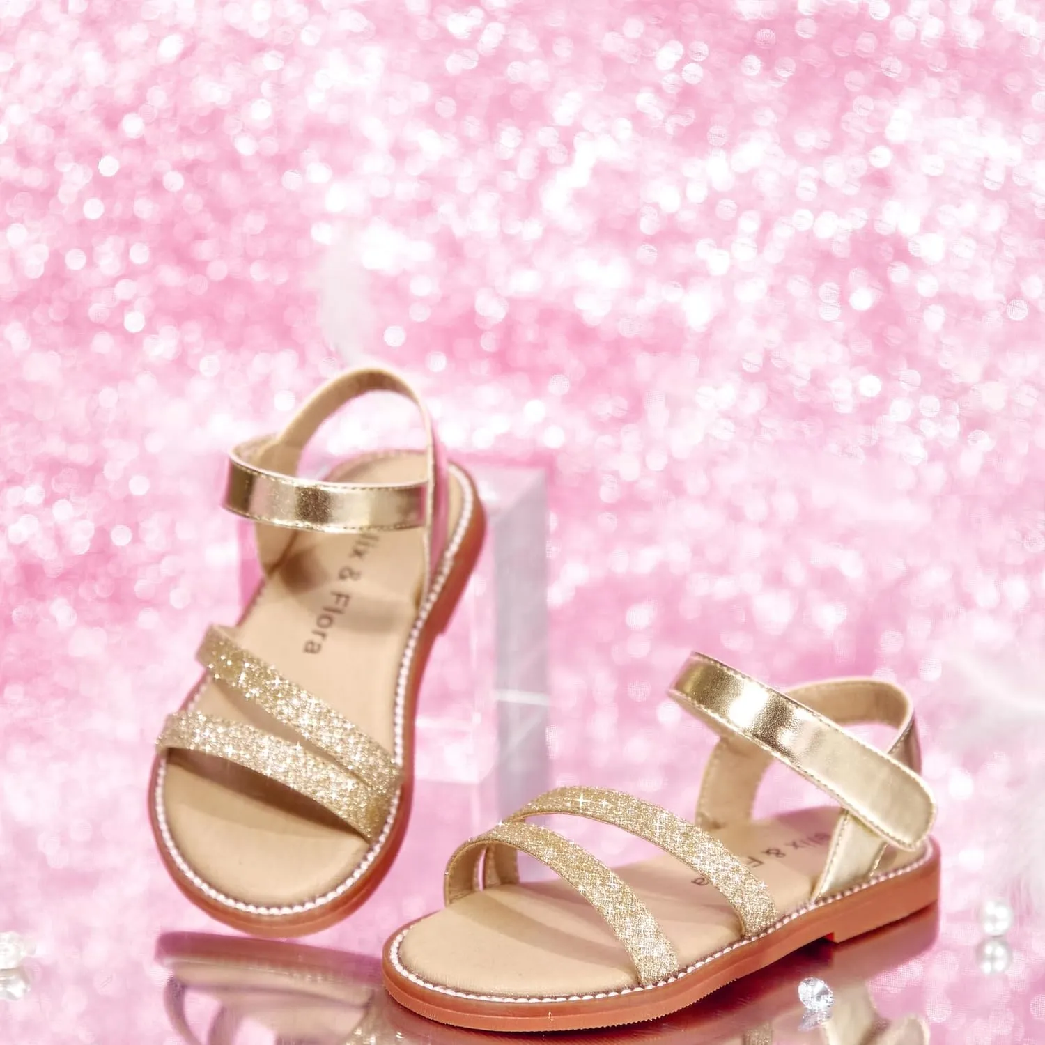 Felix & Flora Toddler Girl Sandals - Little Girl Easter Summer Dress Shoes Lightweight Open Toe Beach Holiday.