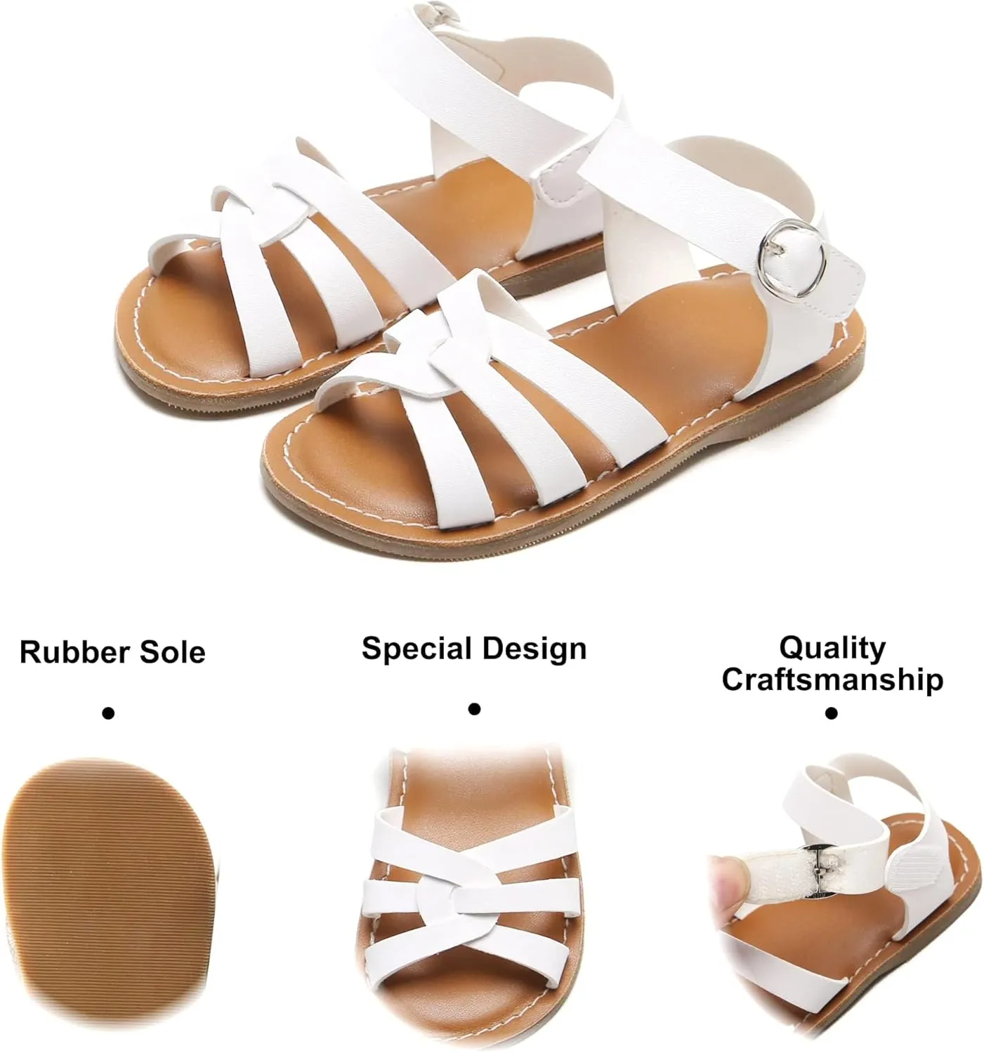 Felix & Flora Toddler Girl Sandals - Little Girl Easter Summer Dress Shoes Lightweight Open Toe Beach Holiday.
