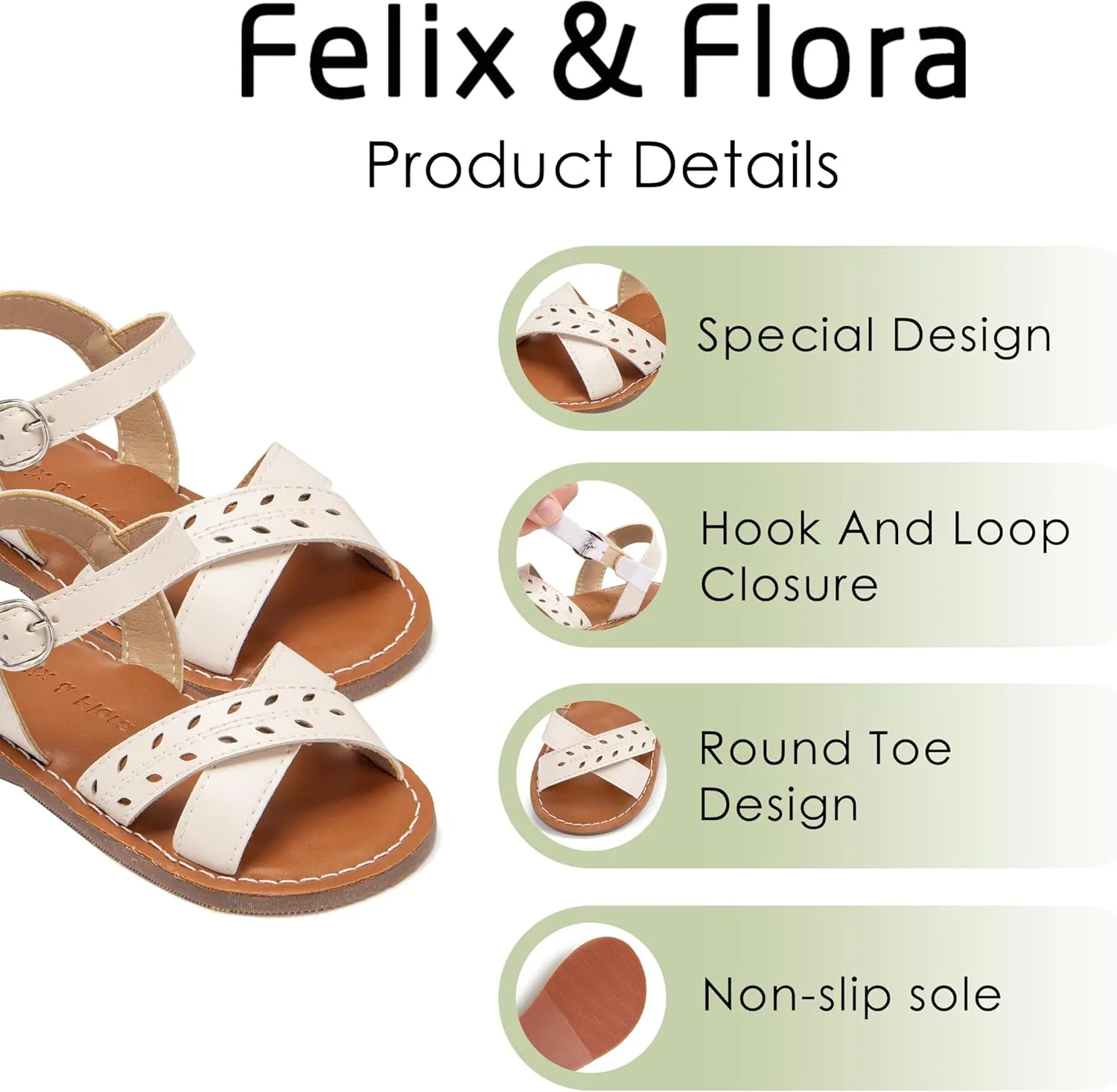 Felix & Flora Toddler Girl Sandals - Little Girl Easter Summer Dress Shoes Lightweight Open Toe Beach Holiday.