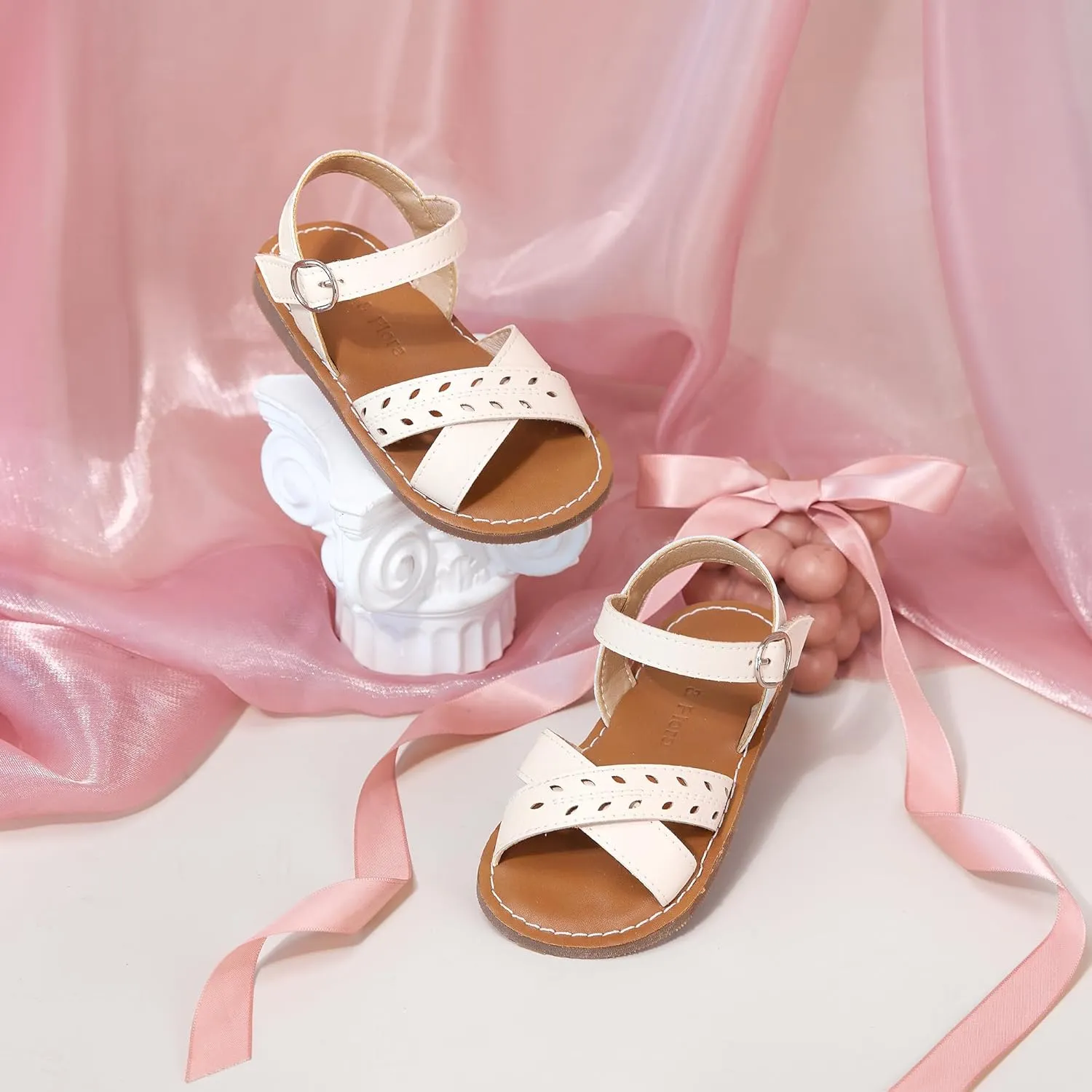 Felix & Flora Toddler Girl Sandals - Little Girl Easter Summer Dress Shoes Lightweight Open Toe Beach Holiday.