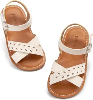 Felix & Flora Toddler Girl Sandals - Little Girl Easter Summer Dress Shoes Lightweight Open Toe Beach Holiday.