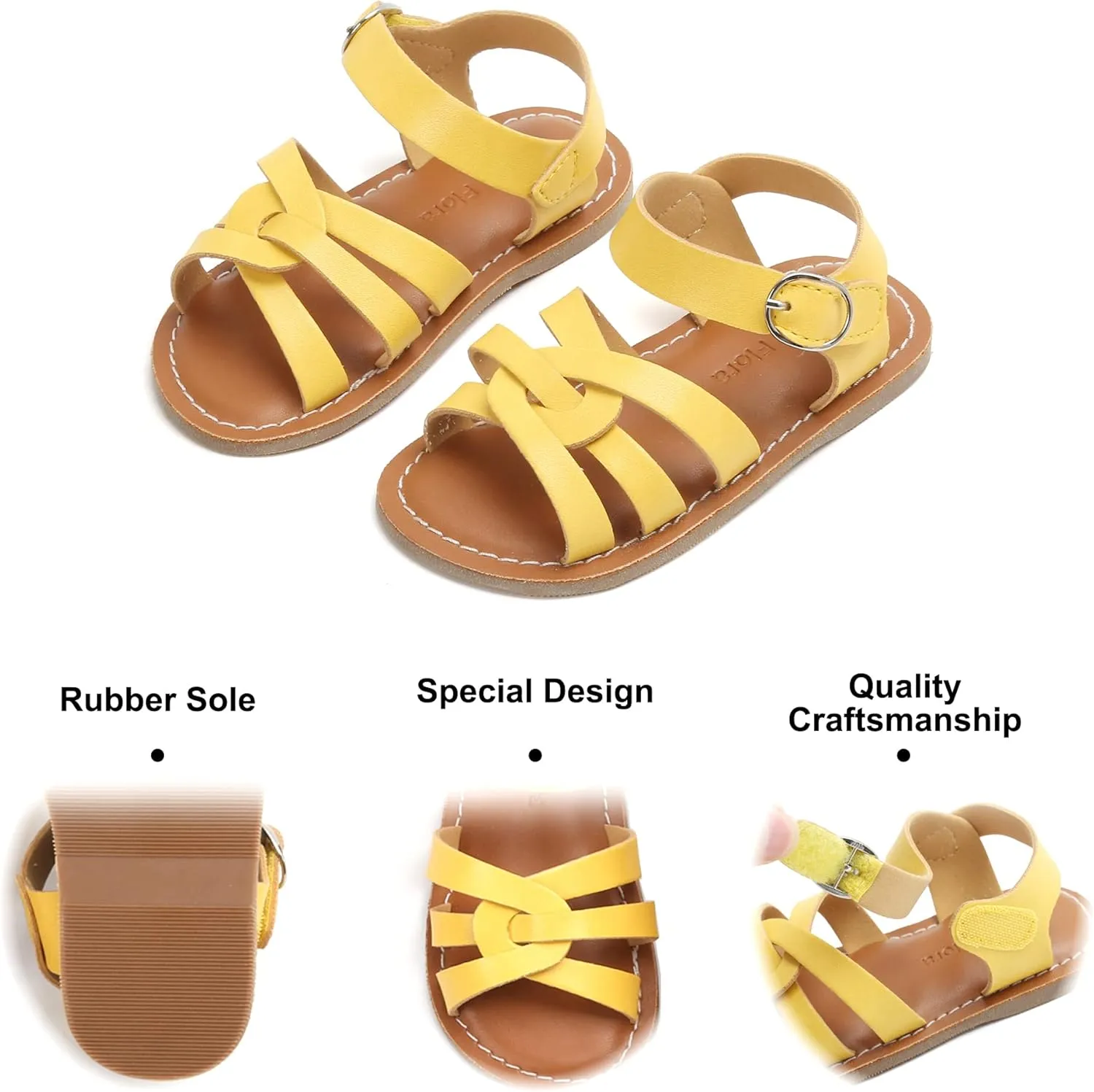 Felix & Flora Toddler Girl Sandals - Little Girl Easter Summer Dress Shoes Lightweight Open Toe Beach Holiday.