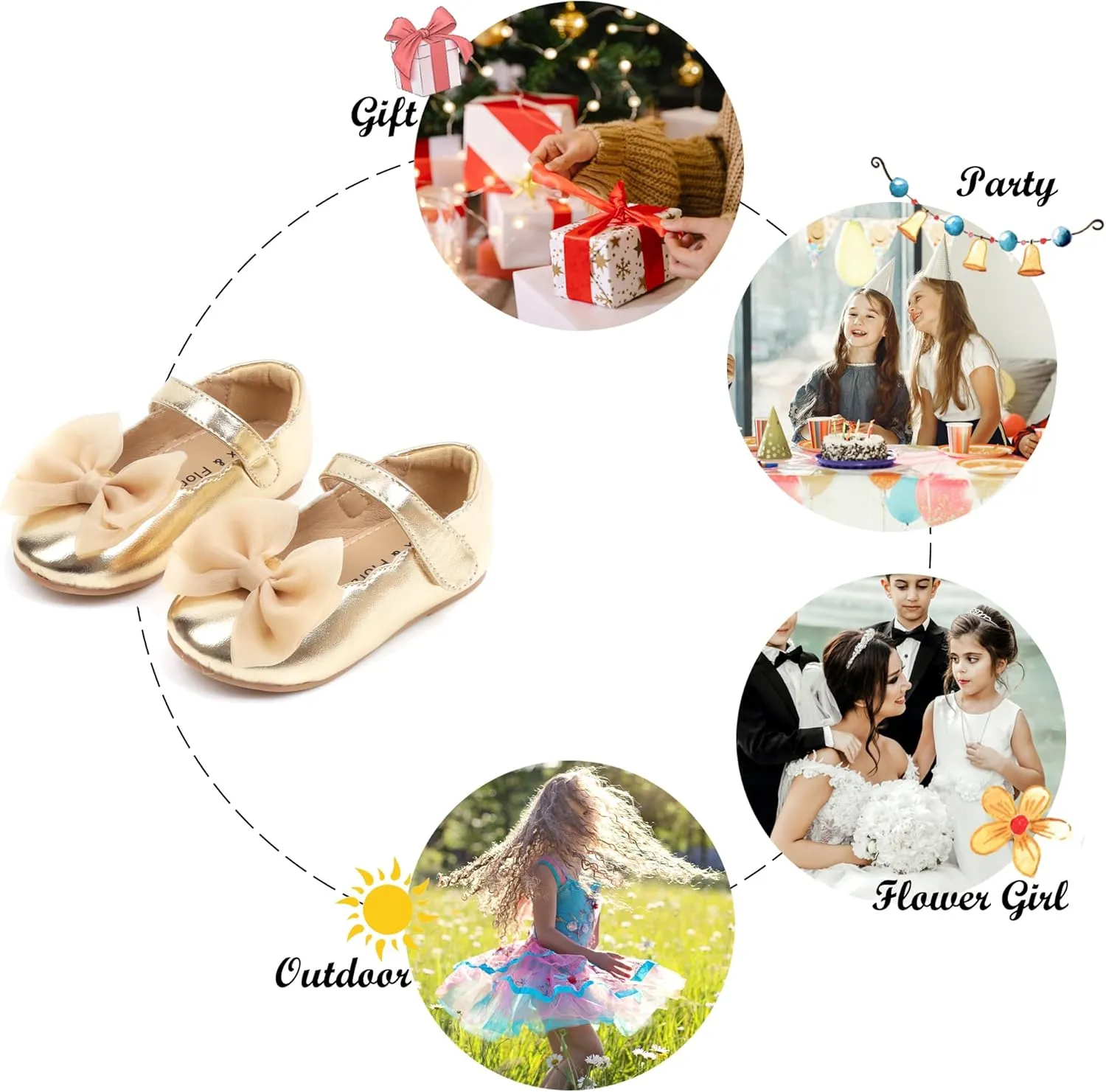Felix & Flora Toddler Girls Dress Shoes - Little Girl Ballet Mary Jane Flats Party School Wedding