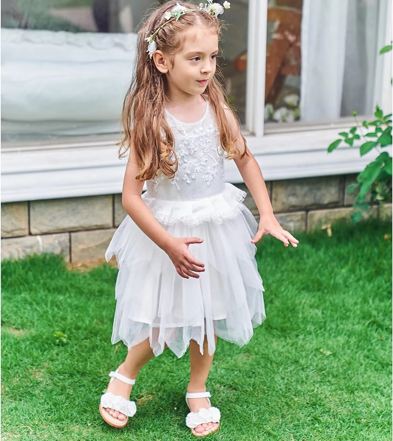 Felix & Flora Toddler Girls Sandals Soft Rubber Flats Summer Baby Flower Girl Shoes.