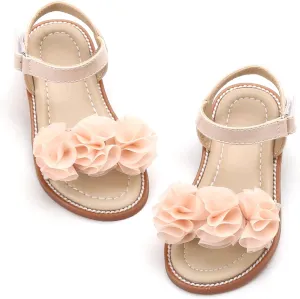 Felix & Flora Toddler Girls Sandals Soft Rubber Flats Summer Baby Flower Girl Shoes.