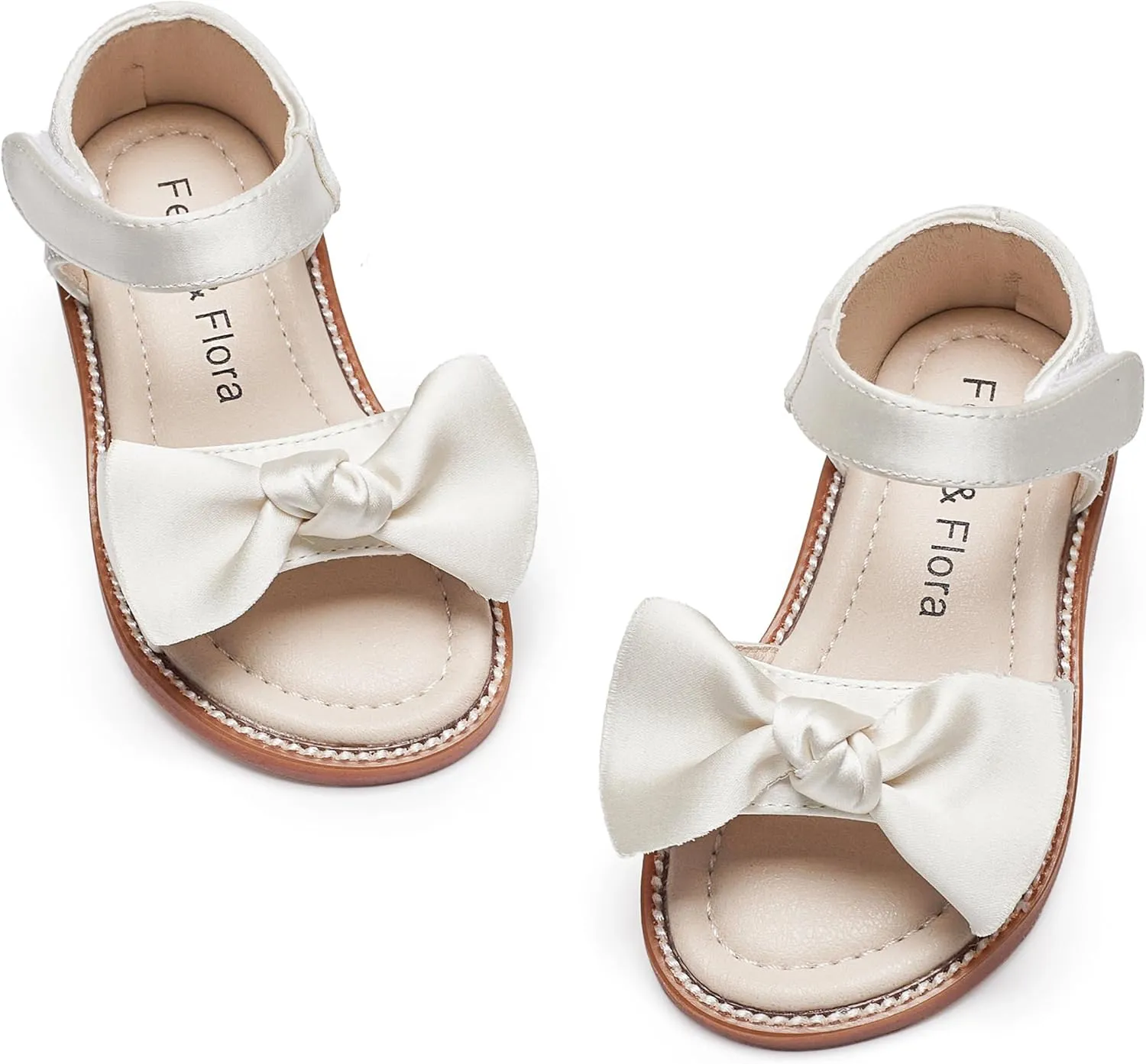 Felix & Flora Toddler Girls Sandals Soft Rubber Flats Summer Baby Flower Girl Shoes.