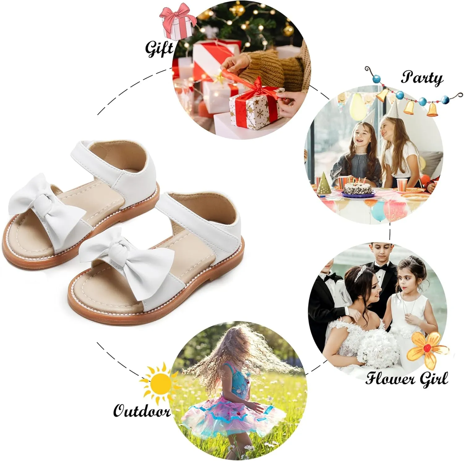 Felix & Flora Toddler Girls Sandals Soft Rubber Flats Summer Baby Flower Girl Shoes.
