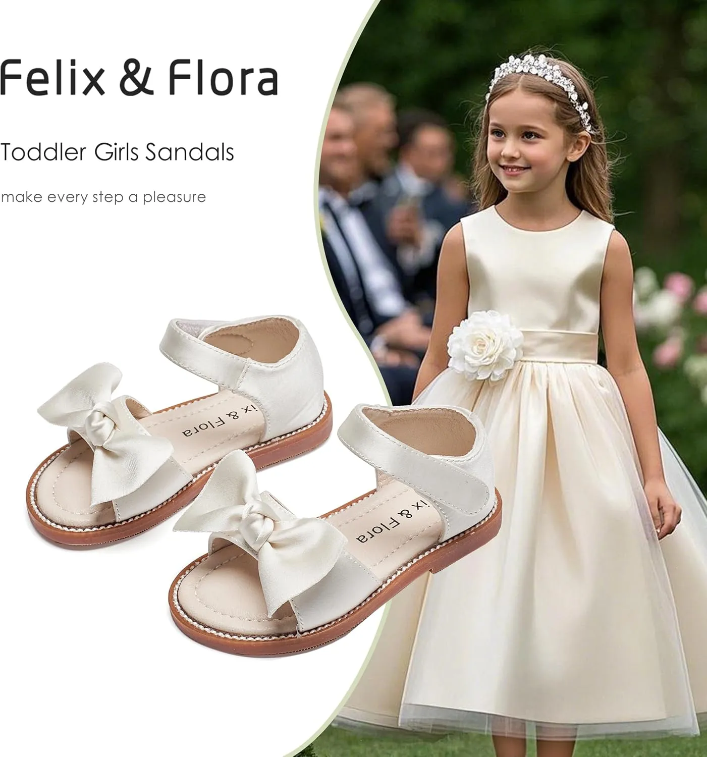 Felix & Flora Toddler Girls Sandals Soft Rubber Flats Summer Baby Flower Girl Shoes.