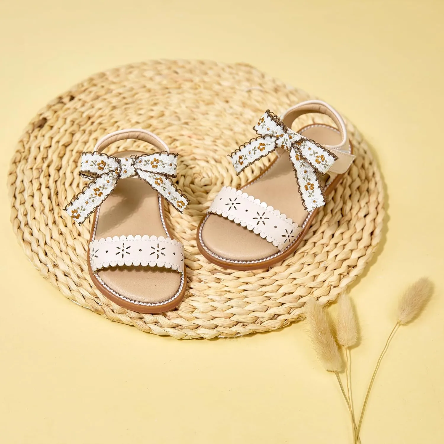 Felix & Flora Toddler Girls Sandals Soft Rubber Flats Summer Baby Flower Girl Shoes.