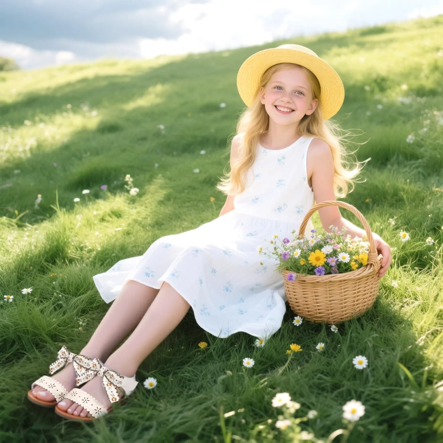 Felix & Flora Toddler Girls Sandals Soft Rubber Flats Summer Baby Flower Girl Shoes.