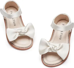 Felix & Flora Toddler Girls Sandals Soft Rubber Flats Summer Baby Flower Girl Shoes.