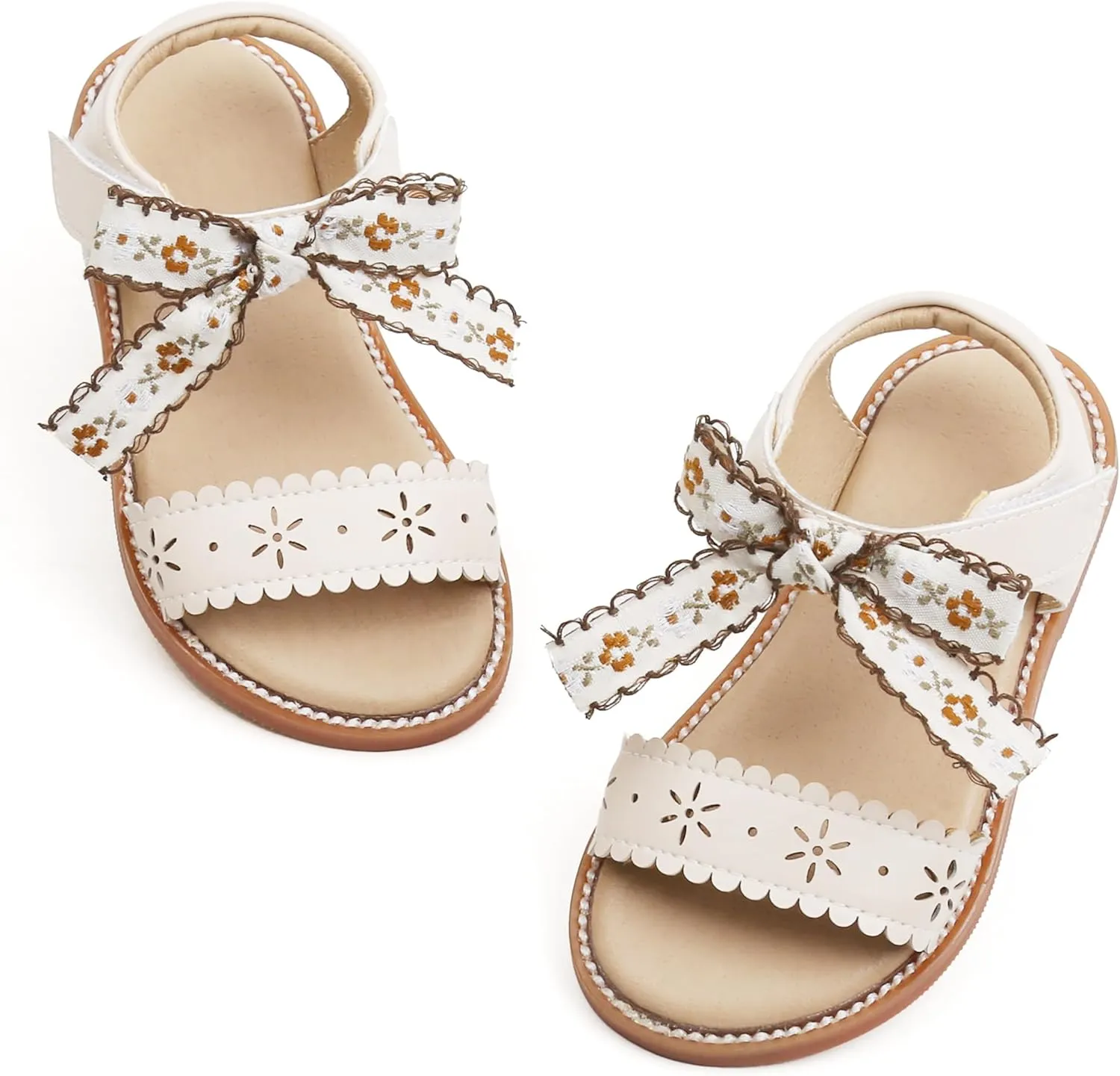 Felix & Flora Toddler Girls Sandals Soft Rubber Flats Summer Baby Flower Girl Shoes.