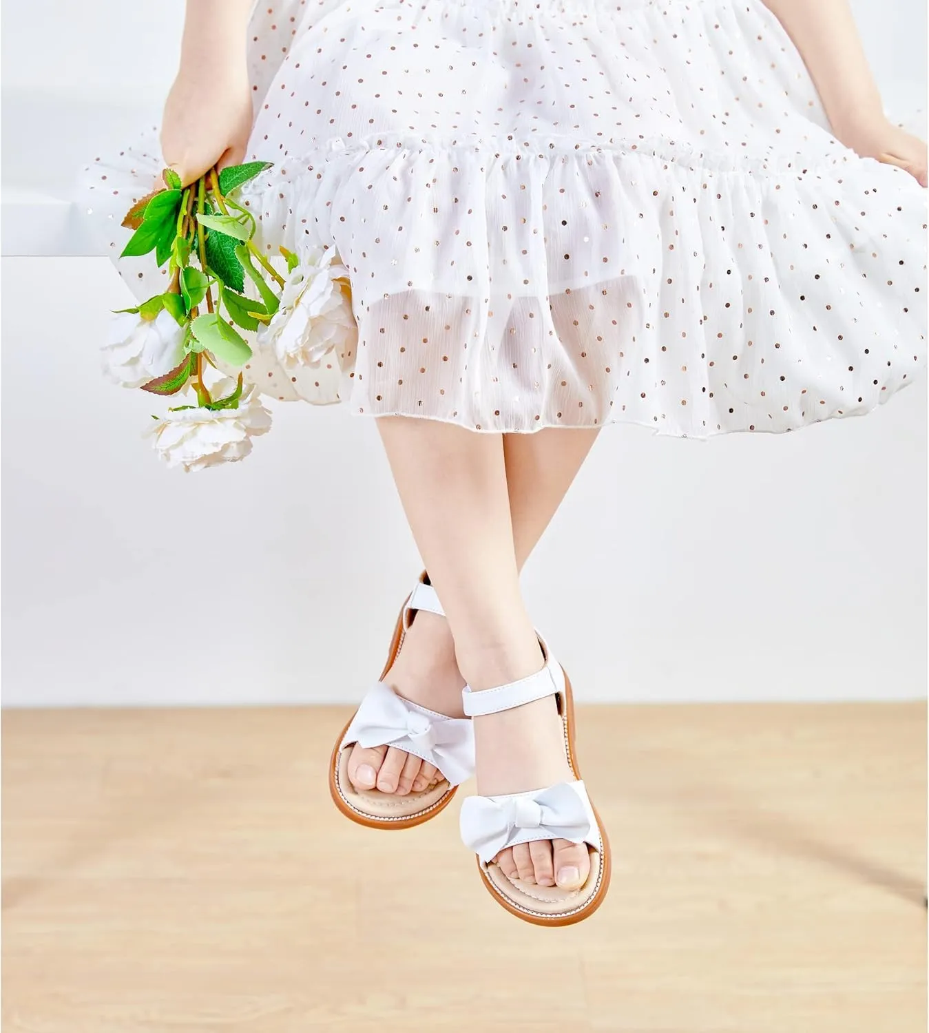 Felix & Flora Toddler Girls Sandals Soft Rubber Flats Summer Baby Flower Girl Shoes.