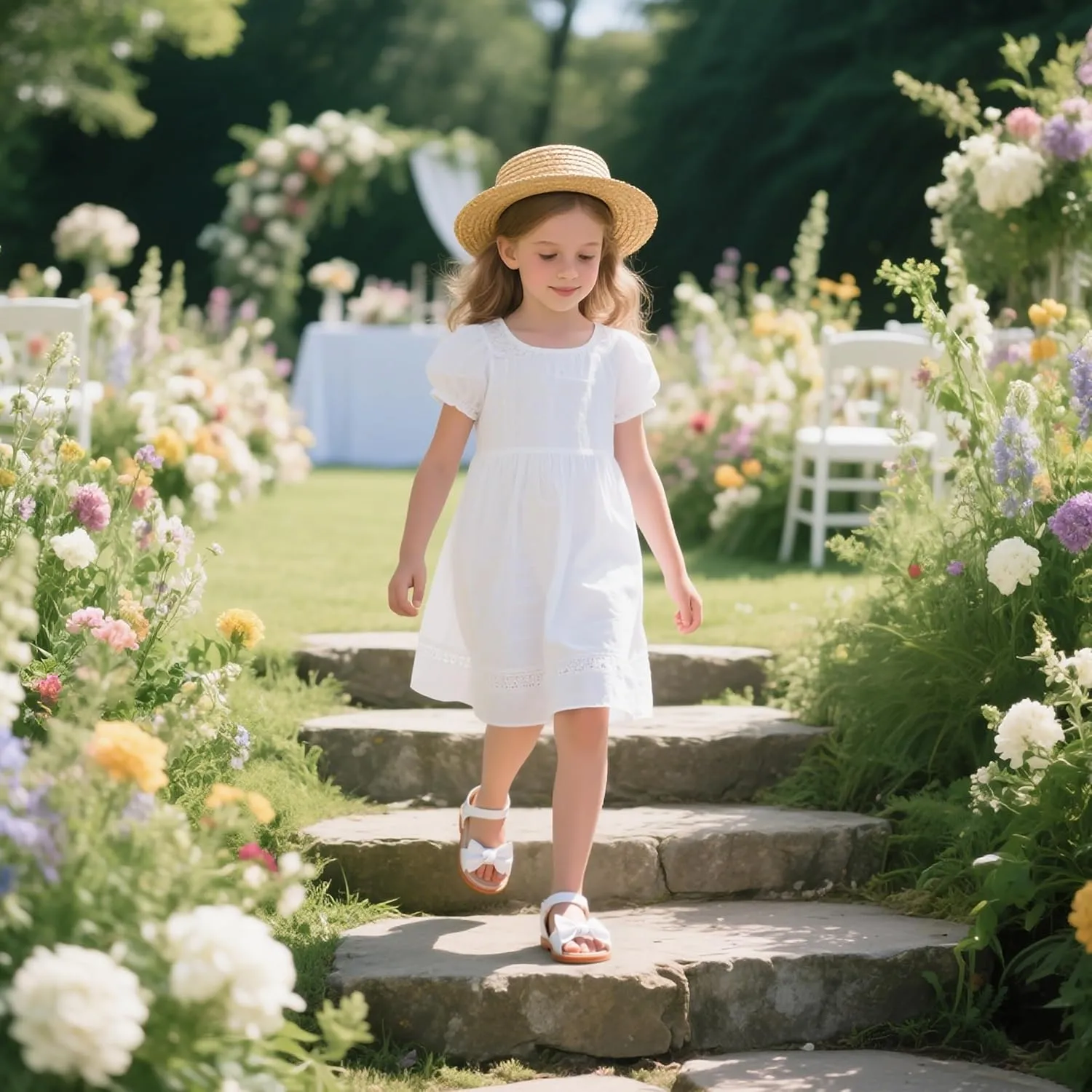 Felix & Flora Toddler Girls Sandals Soft Rubber Flats Summer Baby Flower Girl Shoes.