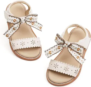 Felix & Flora Toddler Girls Sandals Soft Rubber Flats Summer Baby Flower Girl Shoes.
