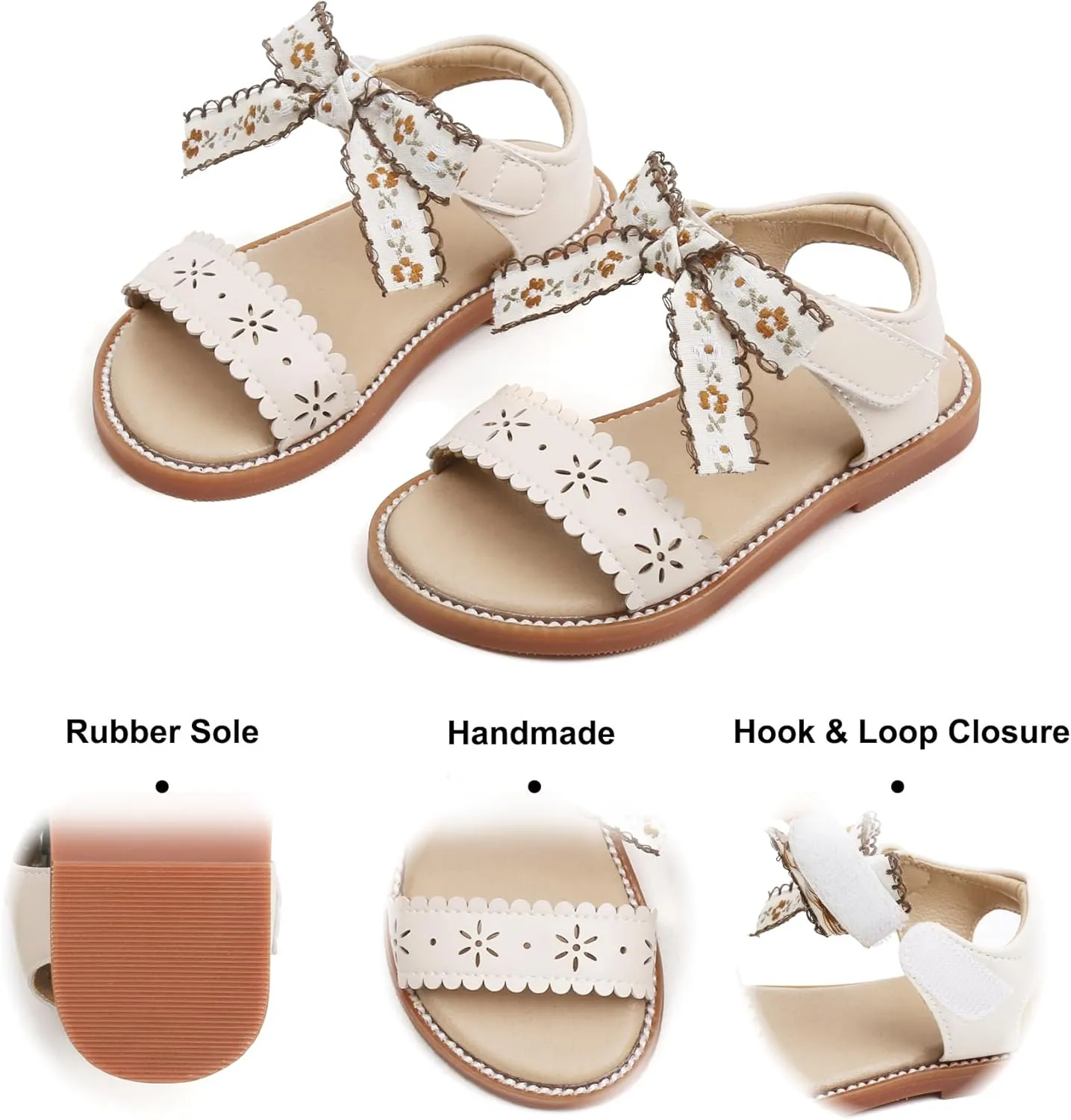 Felix & Flora Toddler Girls Sandals Soft Rubber Flats Summer Baby Flower Girl Shoes.