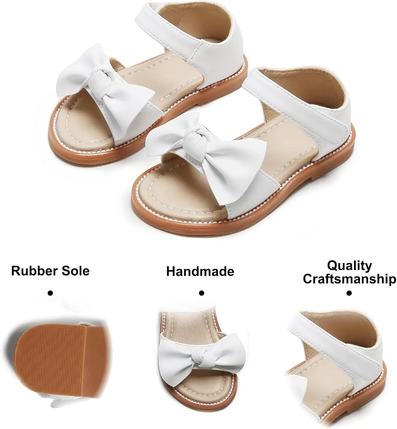 Felix & Flora Toddler Girls Sandals Soft Rubber Flats Summer Baby Flower Girl Shoes.