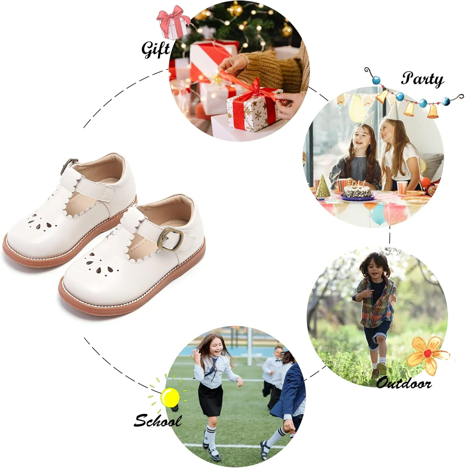Felix & Flora Toddler Little Girl Mary Jane Dress Shoes - Ballet Flats for Girl Party School Shoes