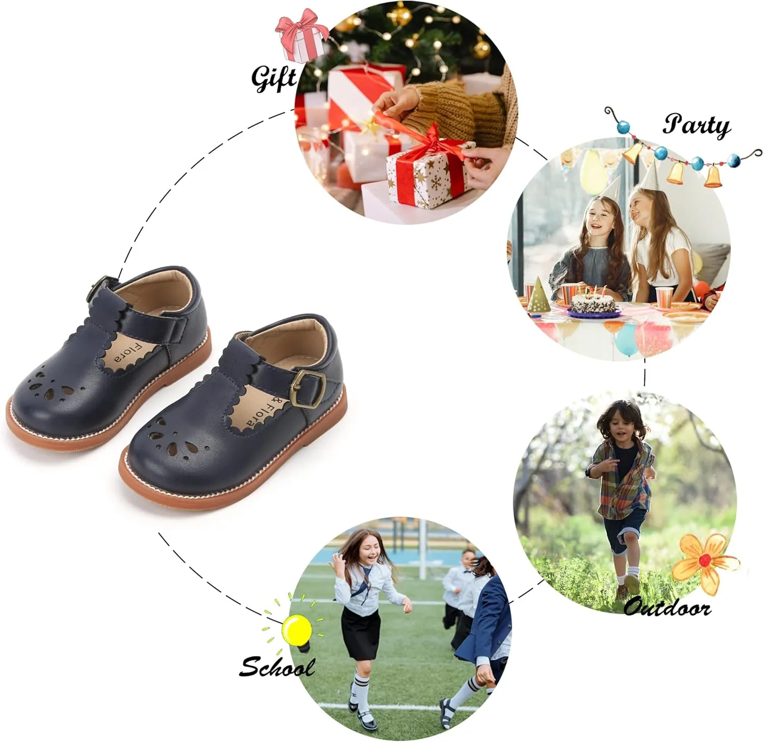 Felix & Flora Toddler Little Girl Mary Jane Dress Shoes - Ballet Flats for Girl Party School Shoes