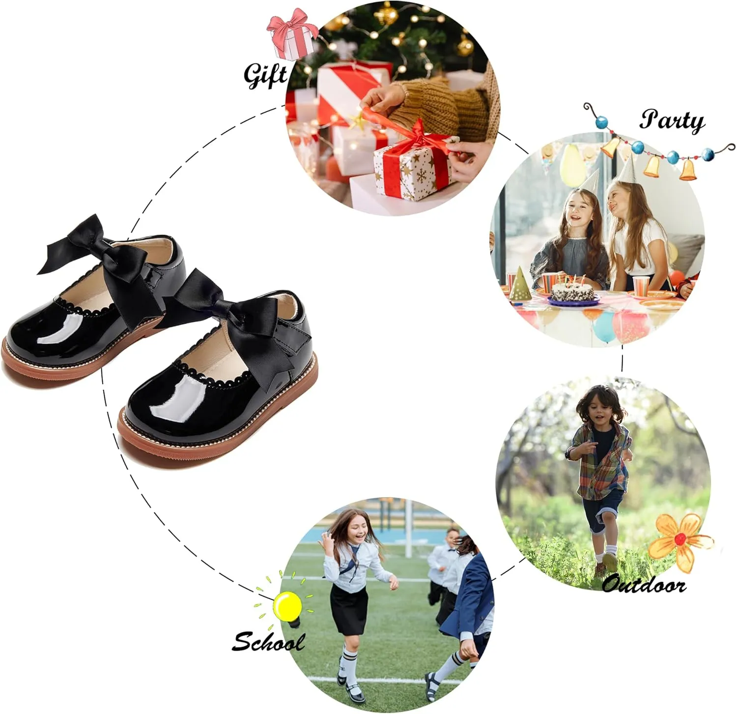 Felix & Flora Toddler Little Girl Mary Jane Dress Shoes - Ballet Flats for Girl Party School Shoes