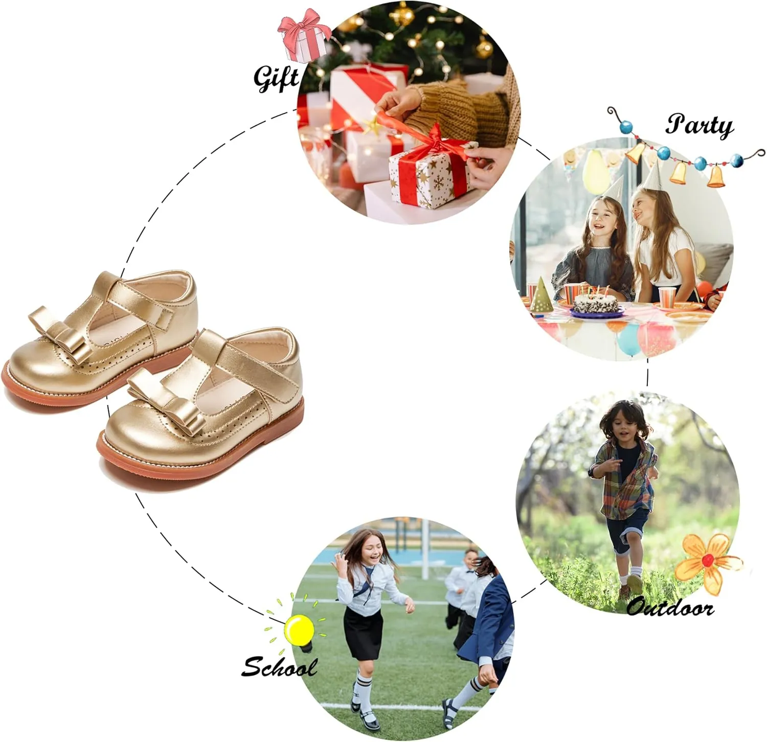 Felix & Flora Toddler Little Girl Princess Dress Shoes-Mary Jane Flats for Girl Party School Shoes