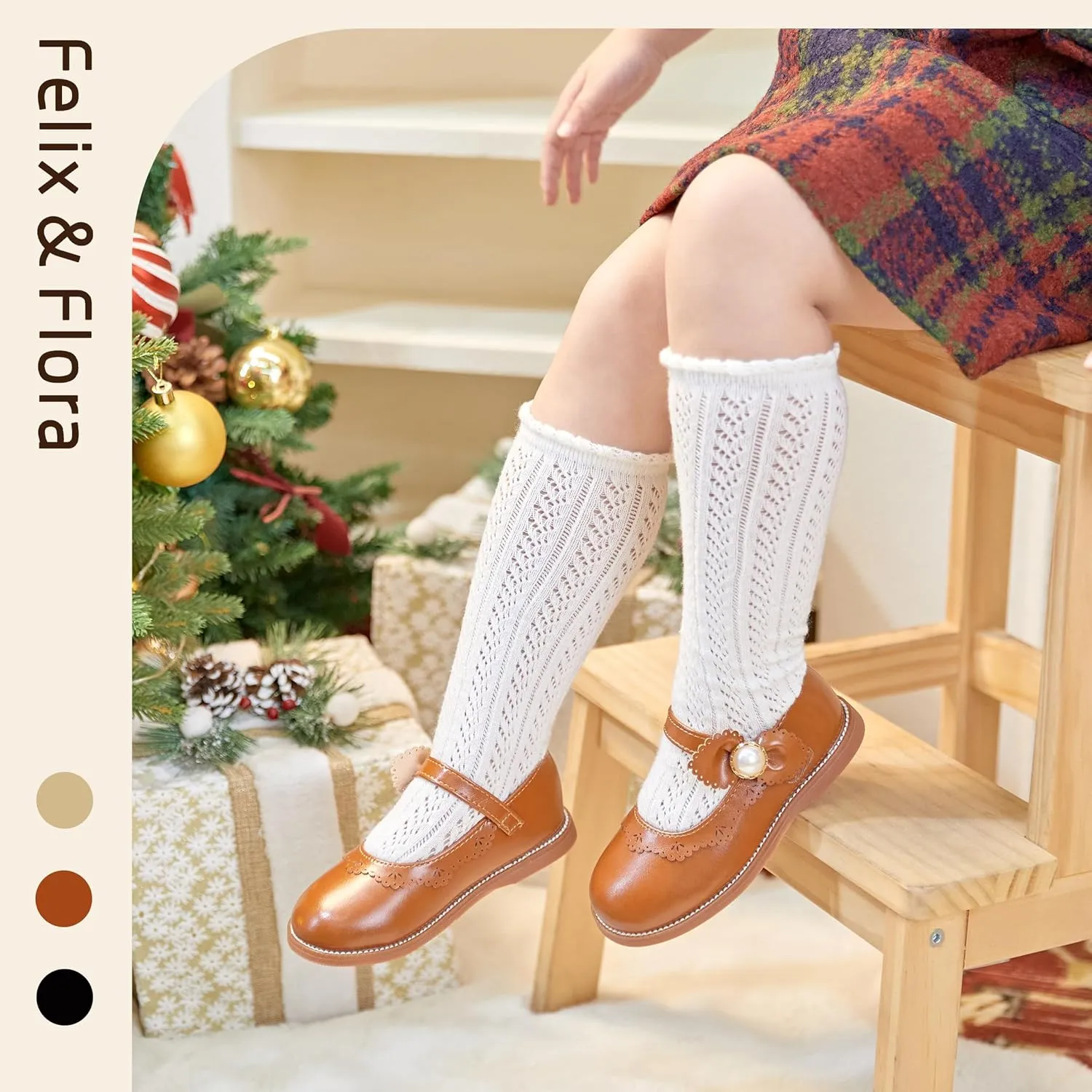 Felix & Flora Toddler Little Girl Princess Dress Shoes-Mary Jane Flats for Girl Party School Shoes