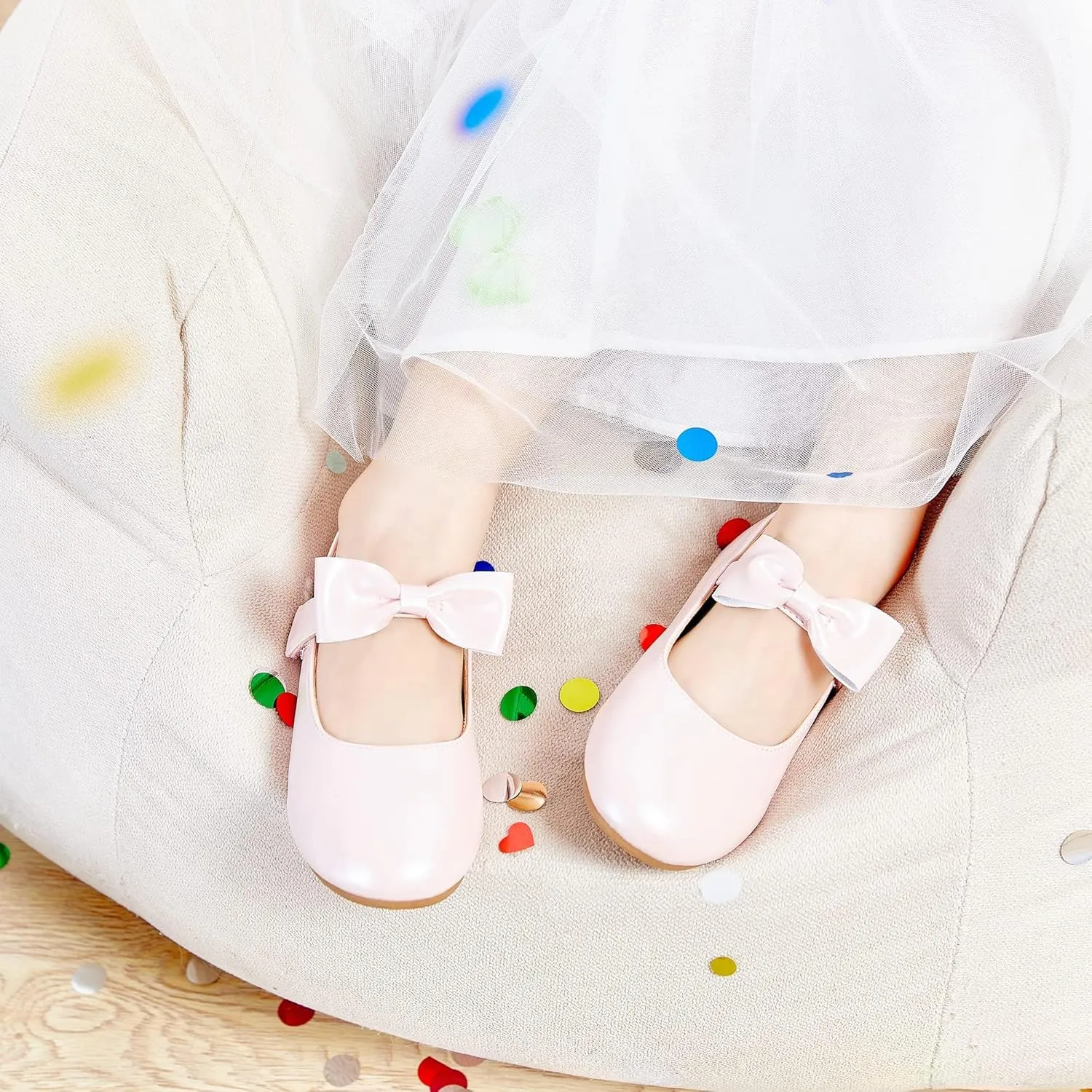 Felix & Flora Toddler Little Girls Dress Shoes - Flower Girls Mary Jane Flats Ballet Shoes Party Wedding