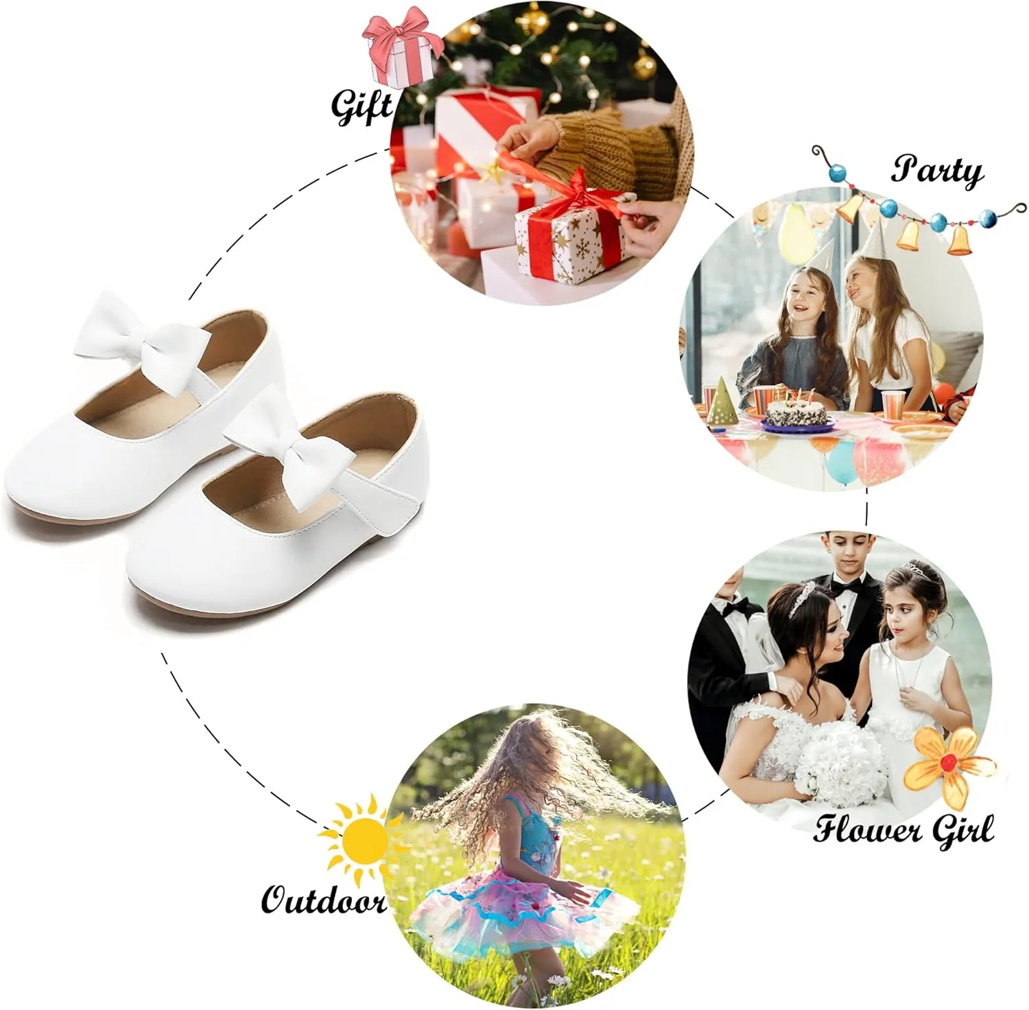 Felix & Flora Toddler Little Girls Dress Shoes - Flower Girls Mary Jane Flats Ballet Shoes Party Wedding
