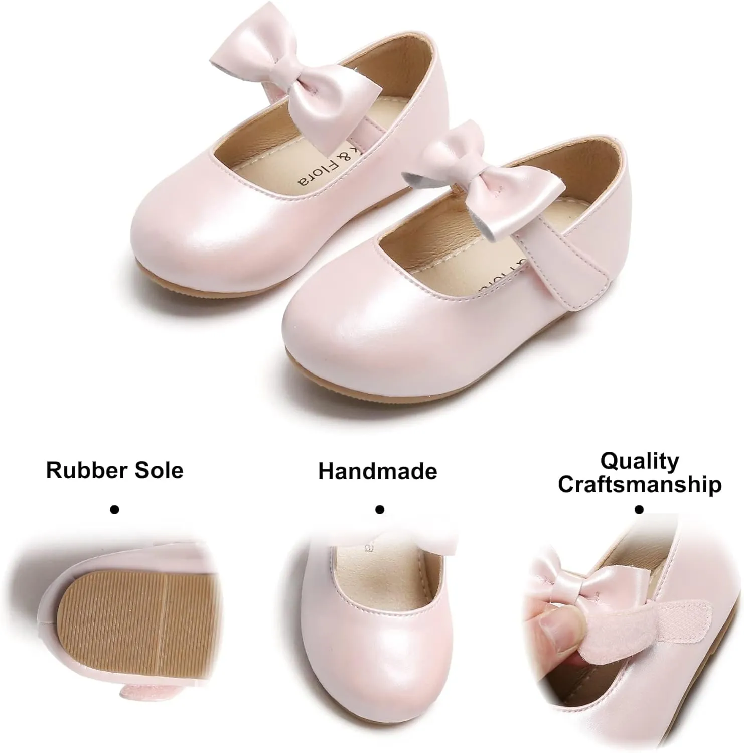 Felix & Flora Toddler Little Girls Dress Shoes - Flower Girls Mary Jane Flats Ballet Shoes Party Wedding
