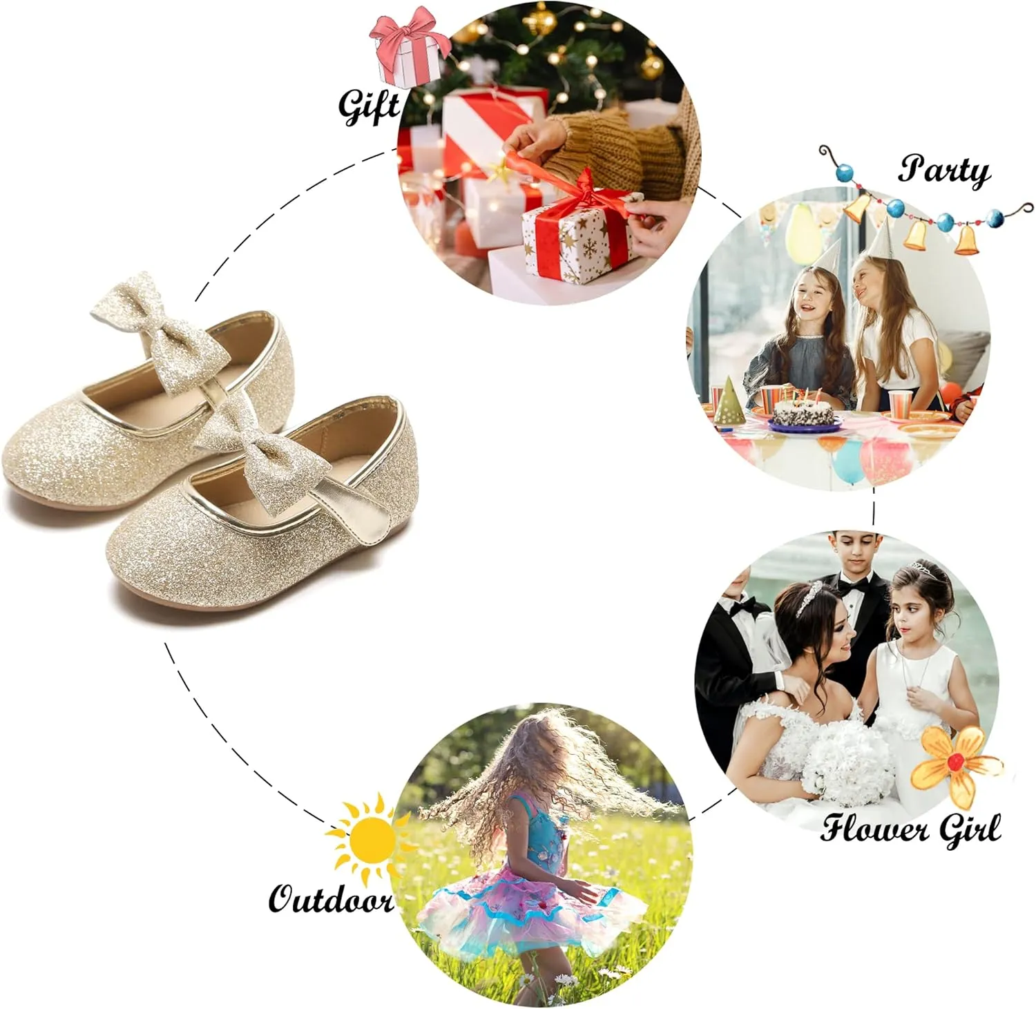 Felix & Flora Toddler Little Girls Dress Shoes - Flower Girls Mary Jane Flats Ballet Shoes Party Wedding