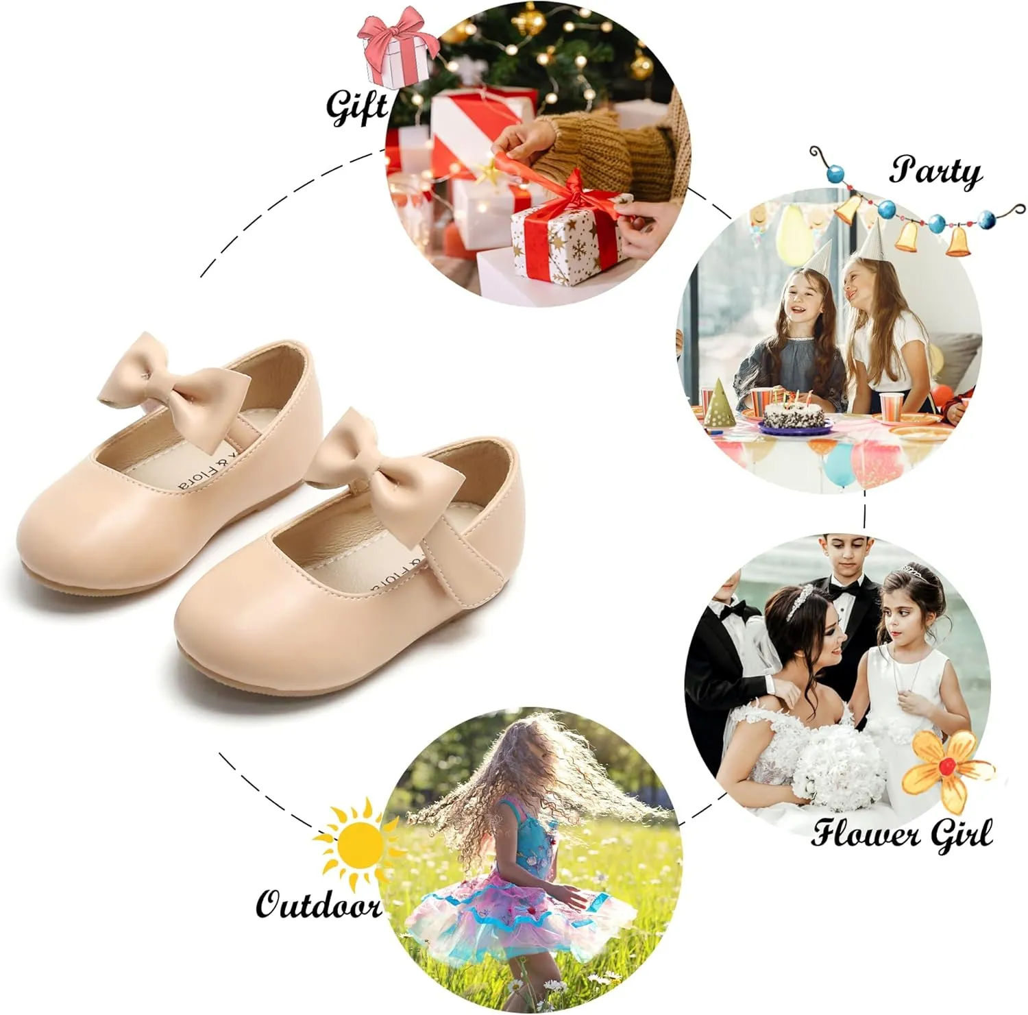 Felix & Flora Toddler Little Girls Dress Shoes - Flower Girls Mary Jane Flats Ballet Shoes Party Wedding