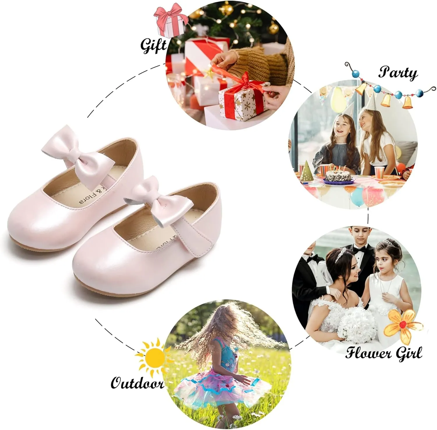 Felix & Flora Toddler Little Girls Dress Shoes - Flower Girls Mary Jane Flats Ballet Shoes Party Wedding