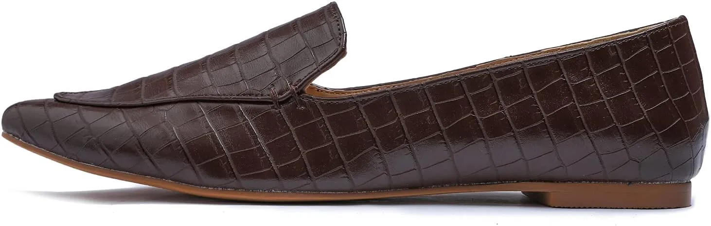 FEVERSOLE Women's Loafer Flat Pointed Fashion Slip On Comfort Driving Office Shoes