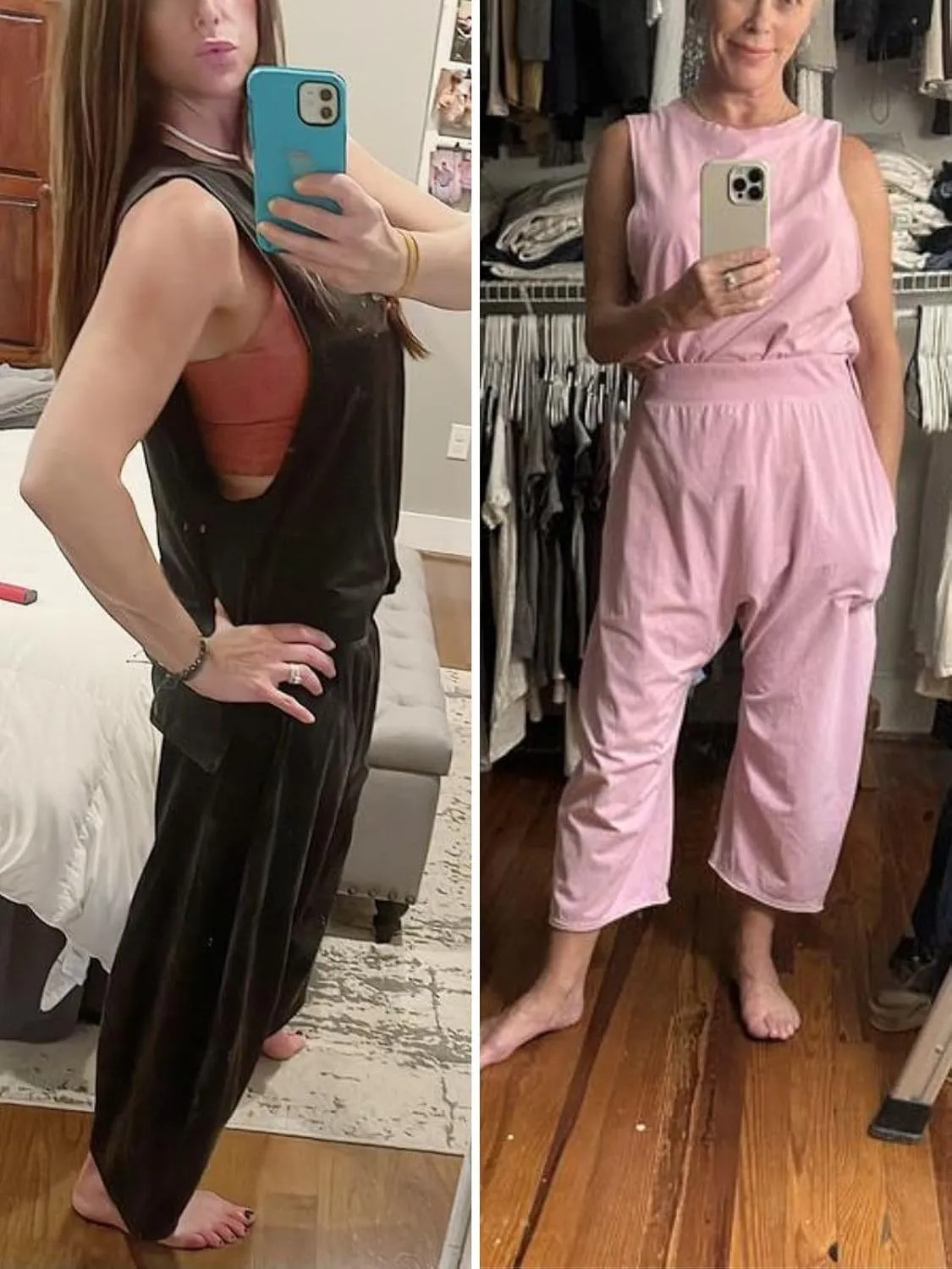 Fisoew Women's Summer 2 Piece Outfits Sleeveless Tank Tops and Wide Leg Pocketed Pants Workout Sweat Sets