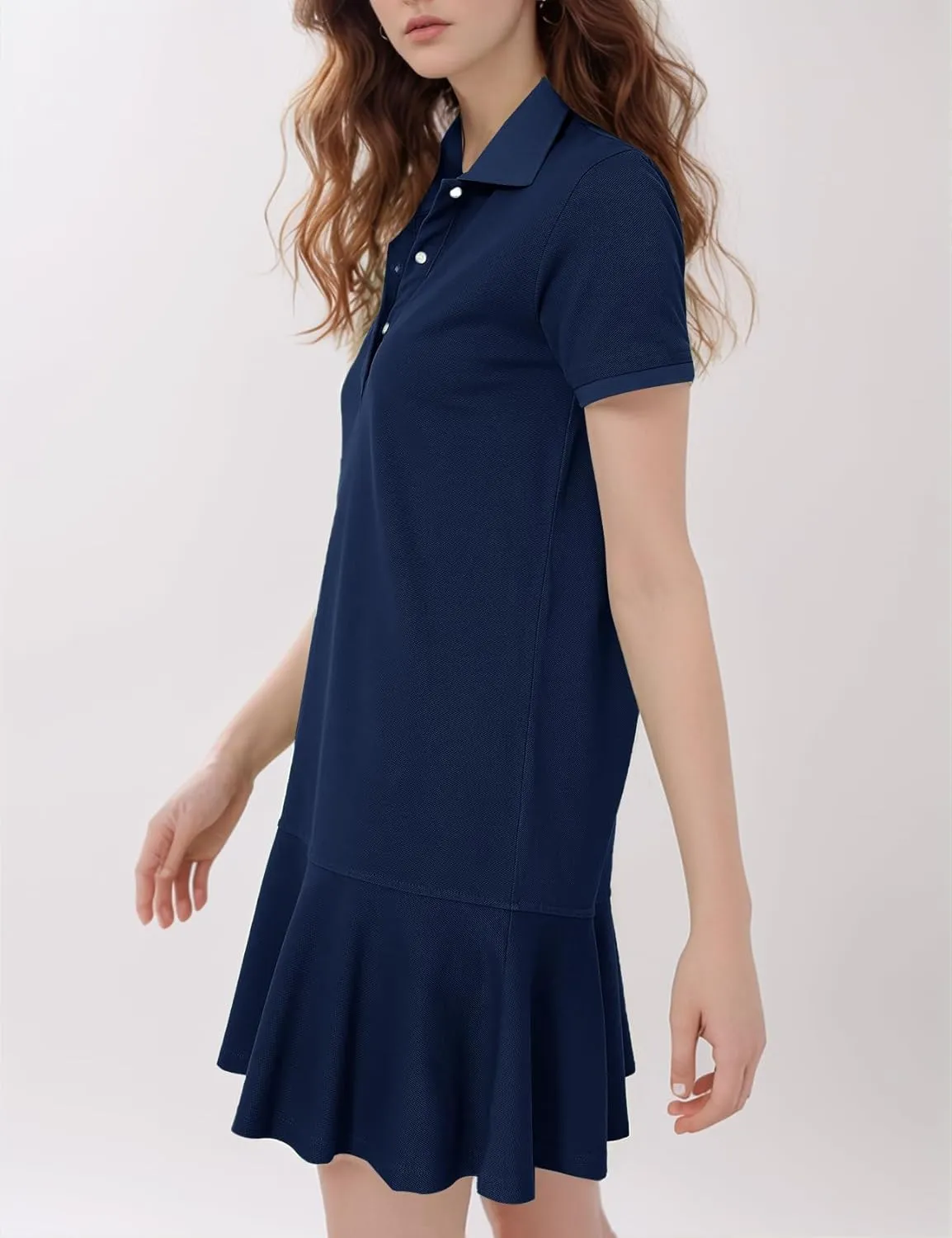 Flygo Womens Polo Dress Collared Short Sleeve Ruffle Golf Tennis T Shirt Sports Workout Mini Summer Dresses Tunic Pique